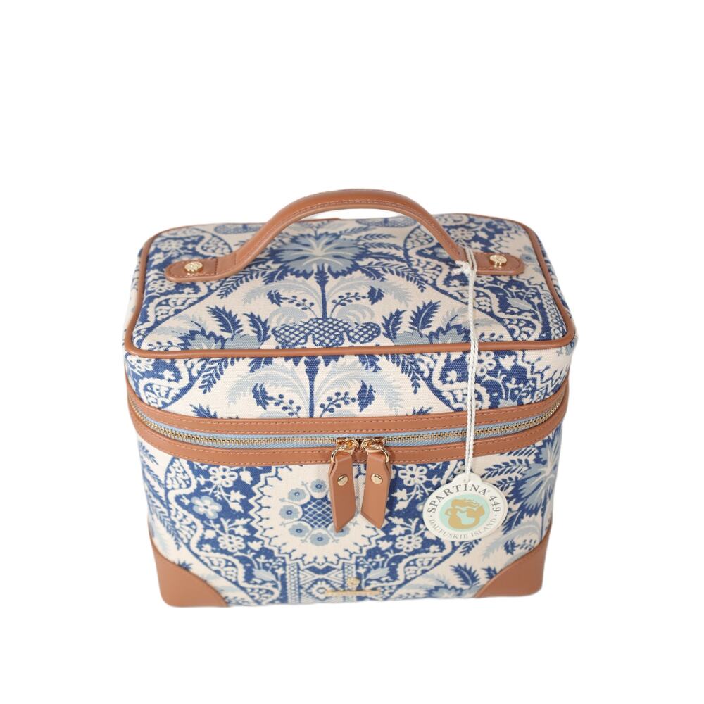 Spartina 449 Travel Accessory Train Case - Peeples Song Park Palms - Blue - NWT - Picture 3 of 7